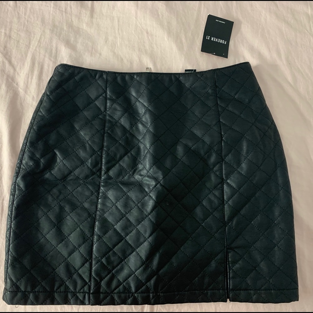 Faux leather quilted skirt